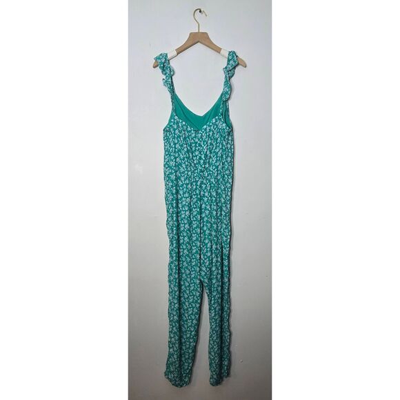 The Nines by Hatch Flounce Maternity Jumpsuit Size Large Green - Picture 6 of 7